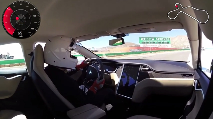 Driving shot Tesla Model S